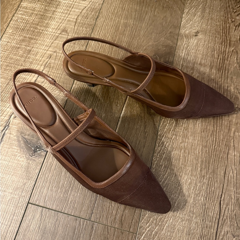 Vince Mesh Slingback Kitten Heel - Brown
